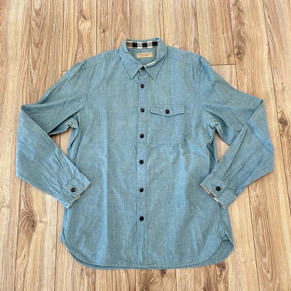 Burberry Light Blue Casual Button-Down Shirt
